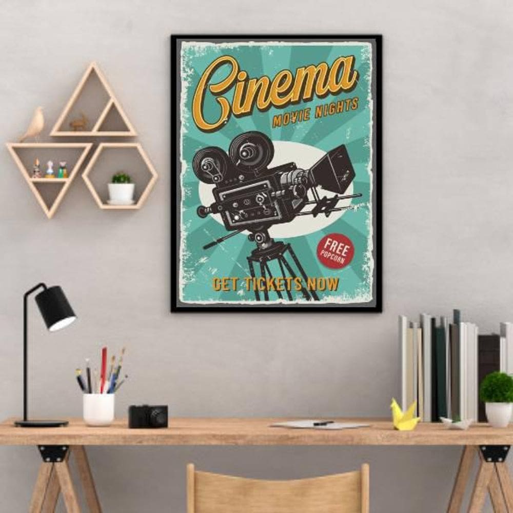 Quadro Decorativo Cinema Retrô 34x23Cm