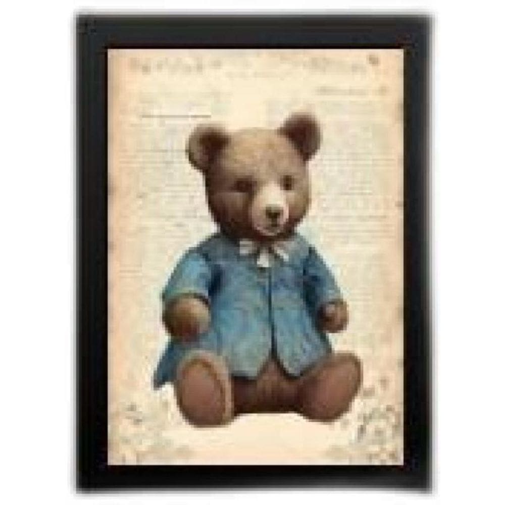 Kit 3 Quadros Quarto Bebê Ursos Vintage 33X24Cm