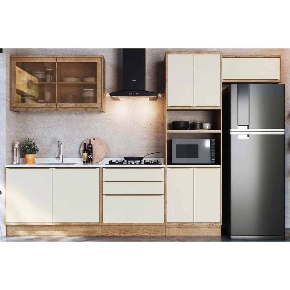 Cozinha Modulada Herval 6 Peças Versalis C6P163 Freijo/Cinza Argila