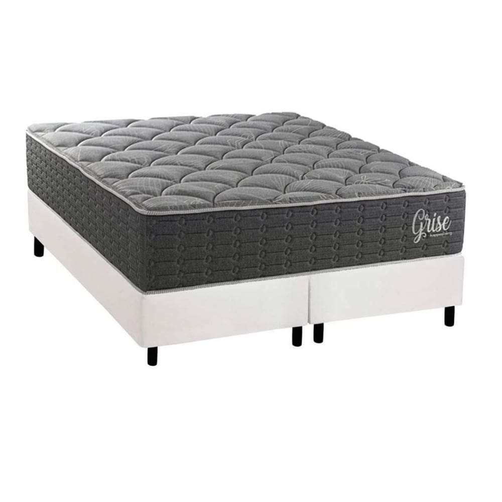 Cama Box NOVO + Colchão Anatômico Kappesberg D40 Grise + Base CRC Corano White