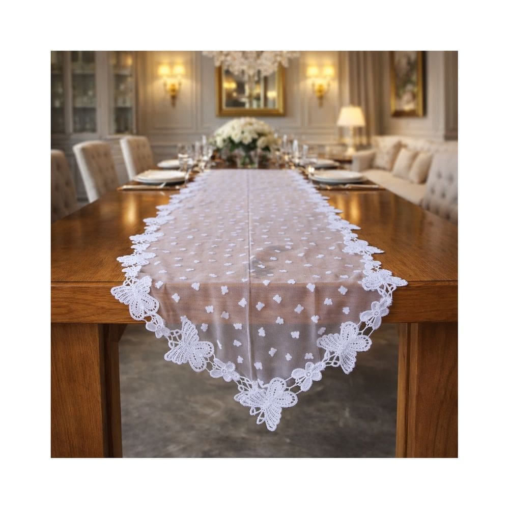 Trilho Caminho De Mesa Renda Guipir Luxo 2,00 X 0,40m Branco