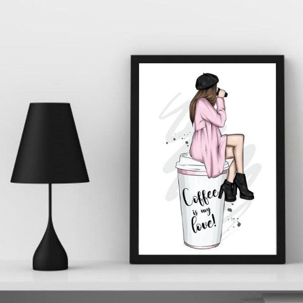 Quadro Fashion Coffee is My Love 45x34cm - Vidro