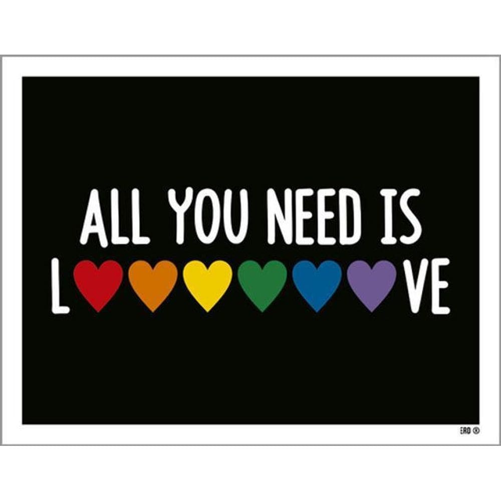 Kit 10 Placas All You Need Is Love Arco Íris 36X46