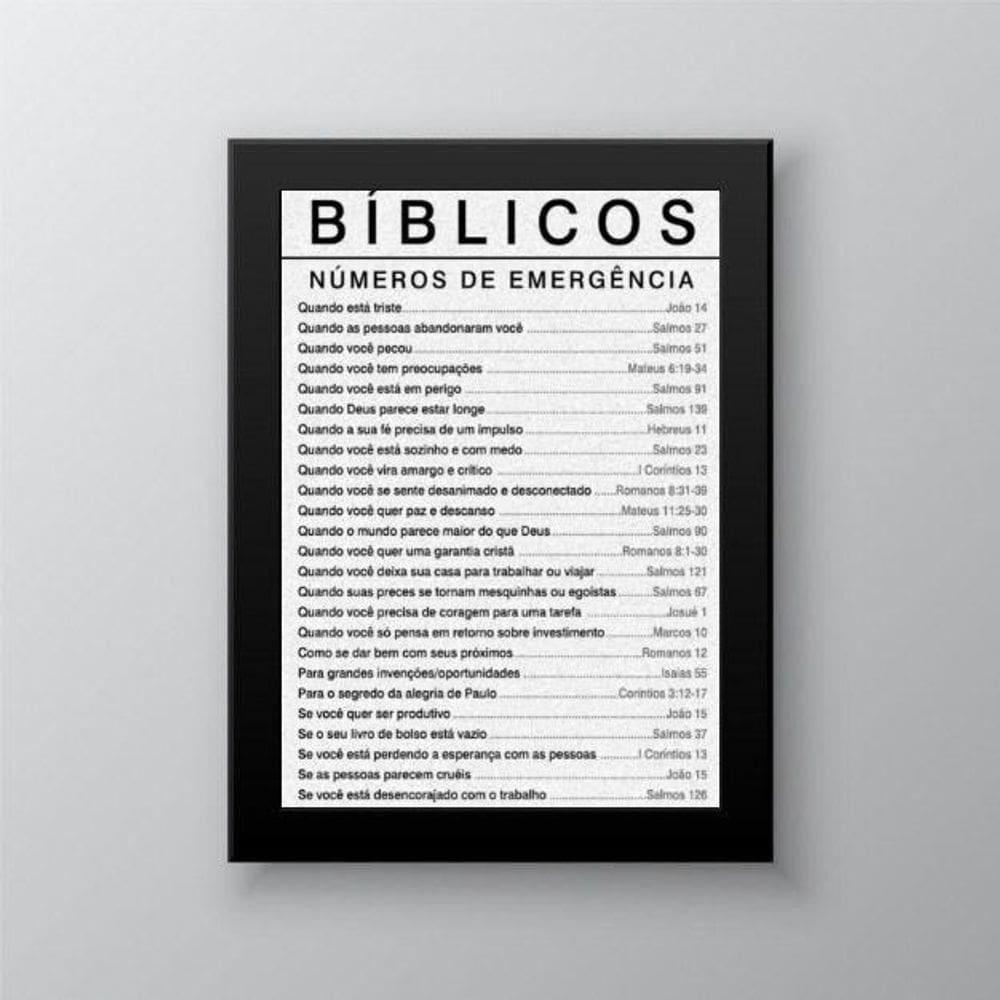 Quadro Salmos Bíblicos Números De Emergência 24X18Cm