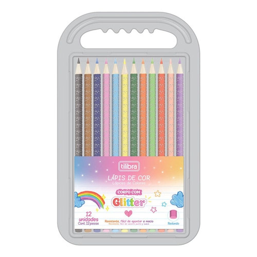 Lápis de Cor Corpo com Glitter - 12 Cores - Tilibra