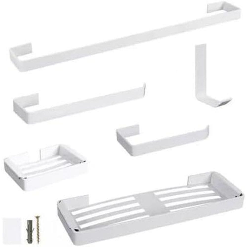 Kit Banheiro Porta Toalha, Saboneteira E Gancho - Branco