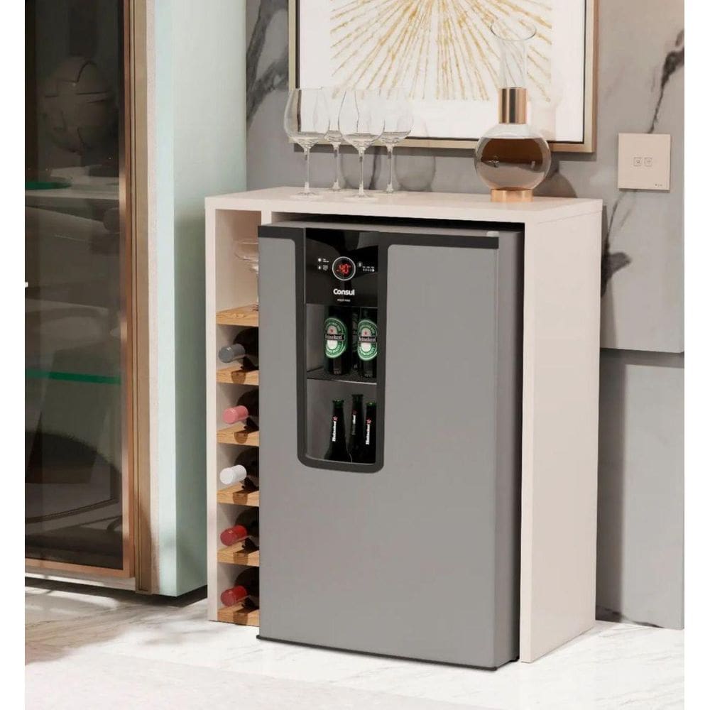 Adega Bebidas Planejada Cristal 4008 Cor Off White / Nature