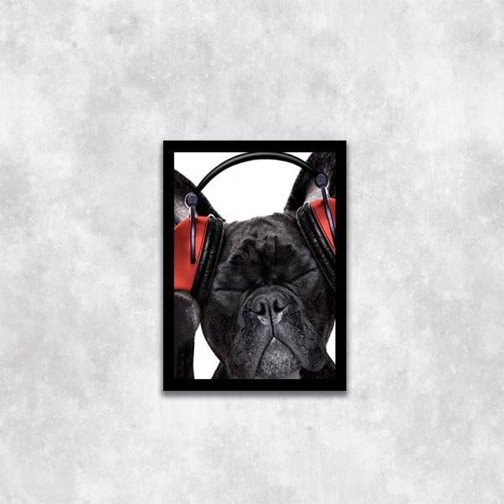 Quadro Bulldog Francês Música 24X18Cm