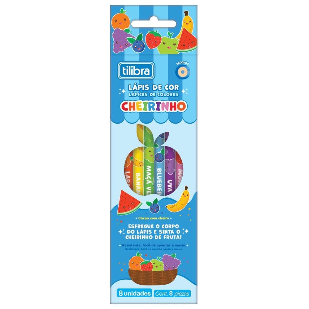 Lápis de Cor Corpo com Cheirinho - 8 Cores - Tilibra