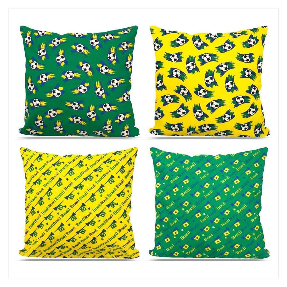 Kit 4 Almofadas Decorativas Brasil 2022