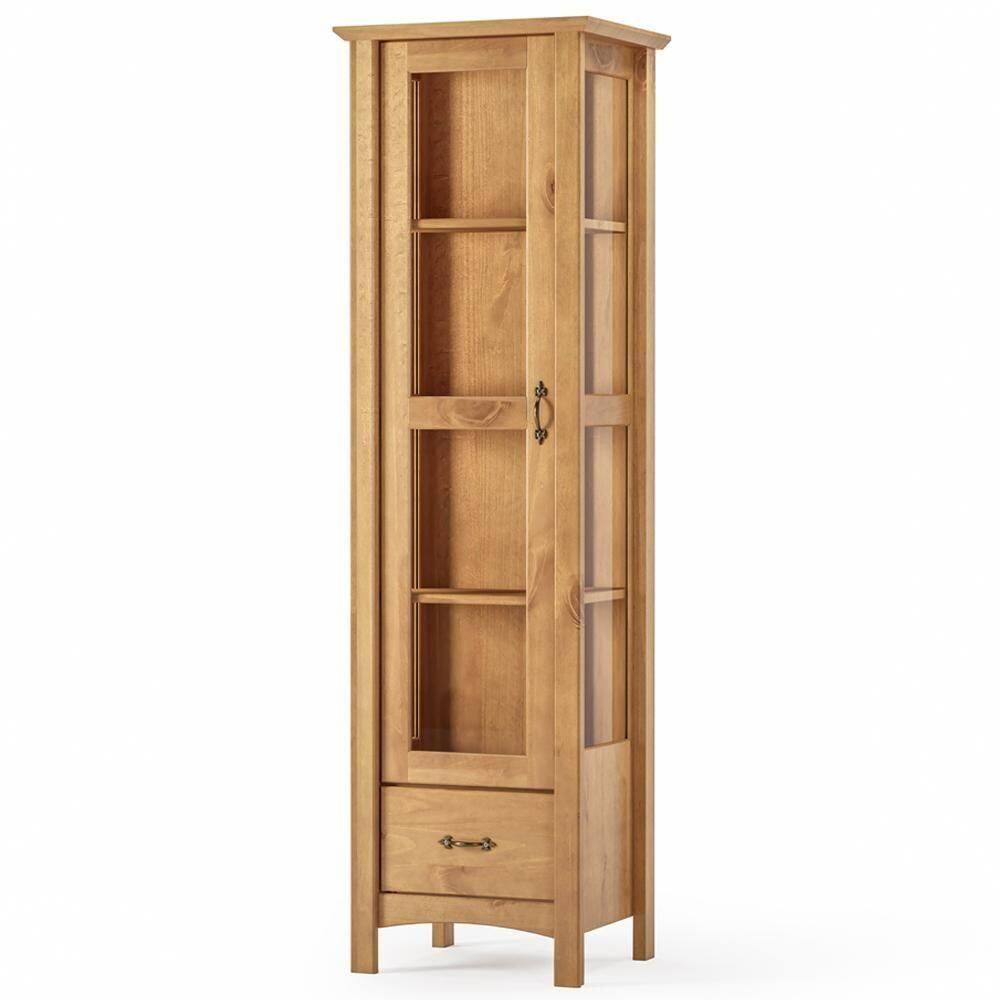 Cristaleira De Madeira Com Vidro 1 Porta 1 Gaveta Lira M06 Carvalho Fosco - Lyam Decor