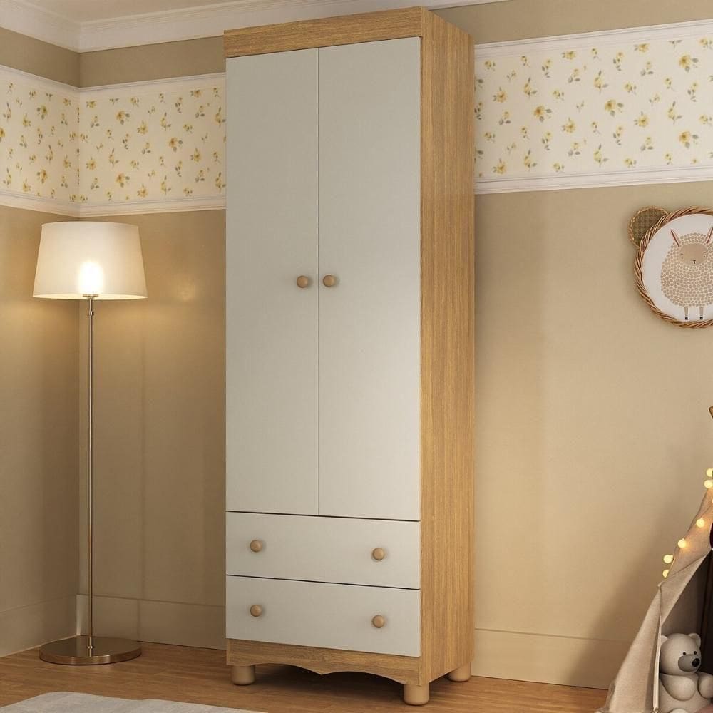 Guardaroupa Infantil 62cm 2 Portas E 2 Gavetas Dengo Multimóveis Mp4436 Madeiradooff White
