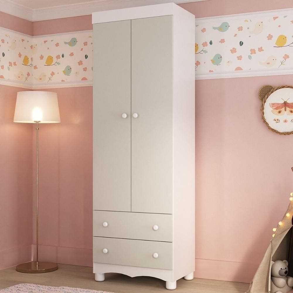 Guardaroupa Infantil 62cm 2 Portas E 2 Gavetas Dengo Multimóveis Mp4436 Brancooff White