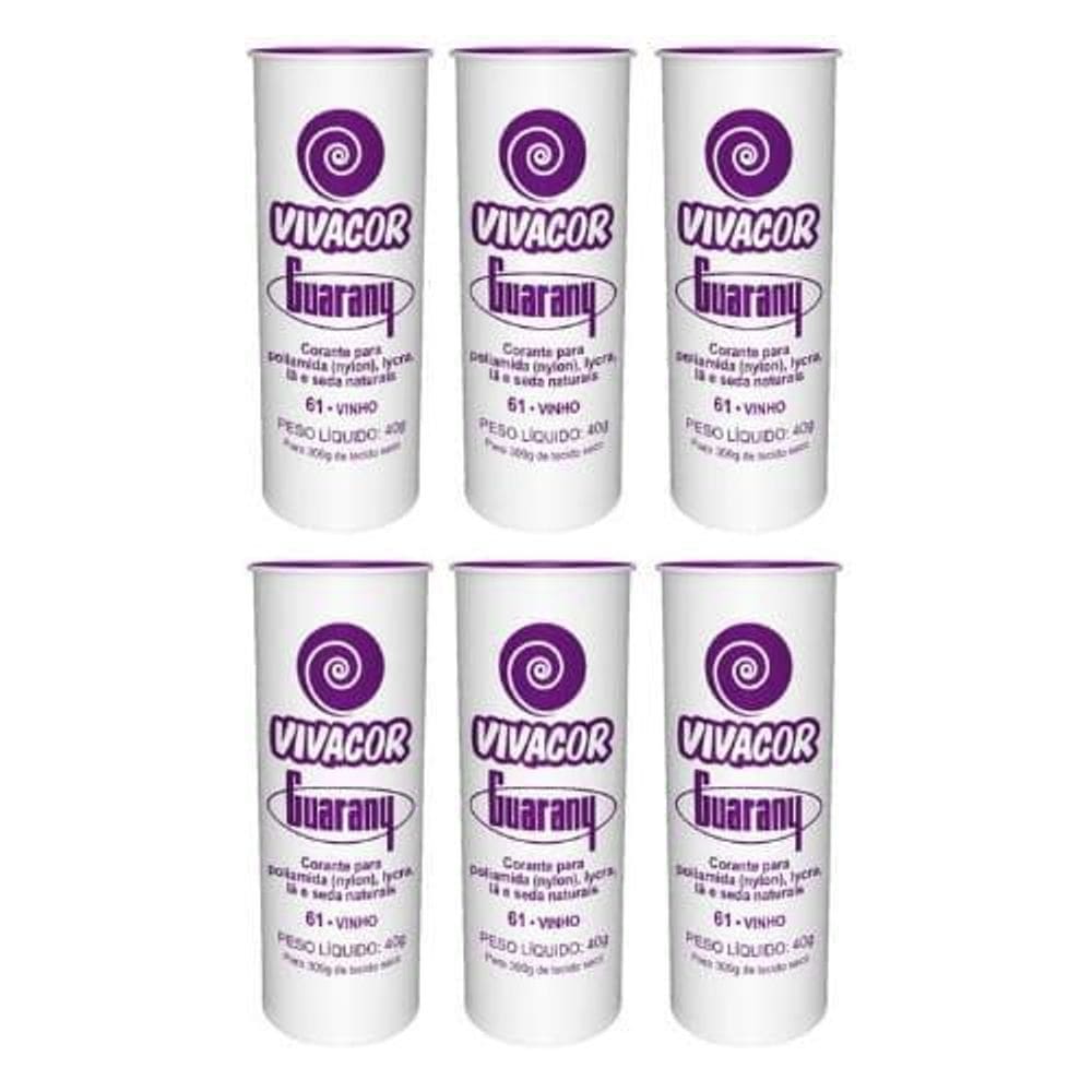 Tinta Para Tecido Corante Roupas Vivacor Guarany 6U Vinho
