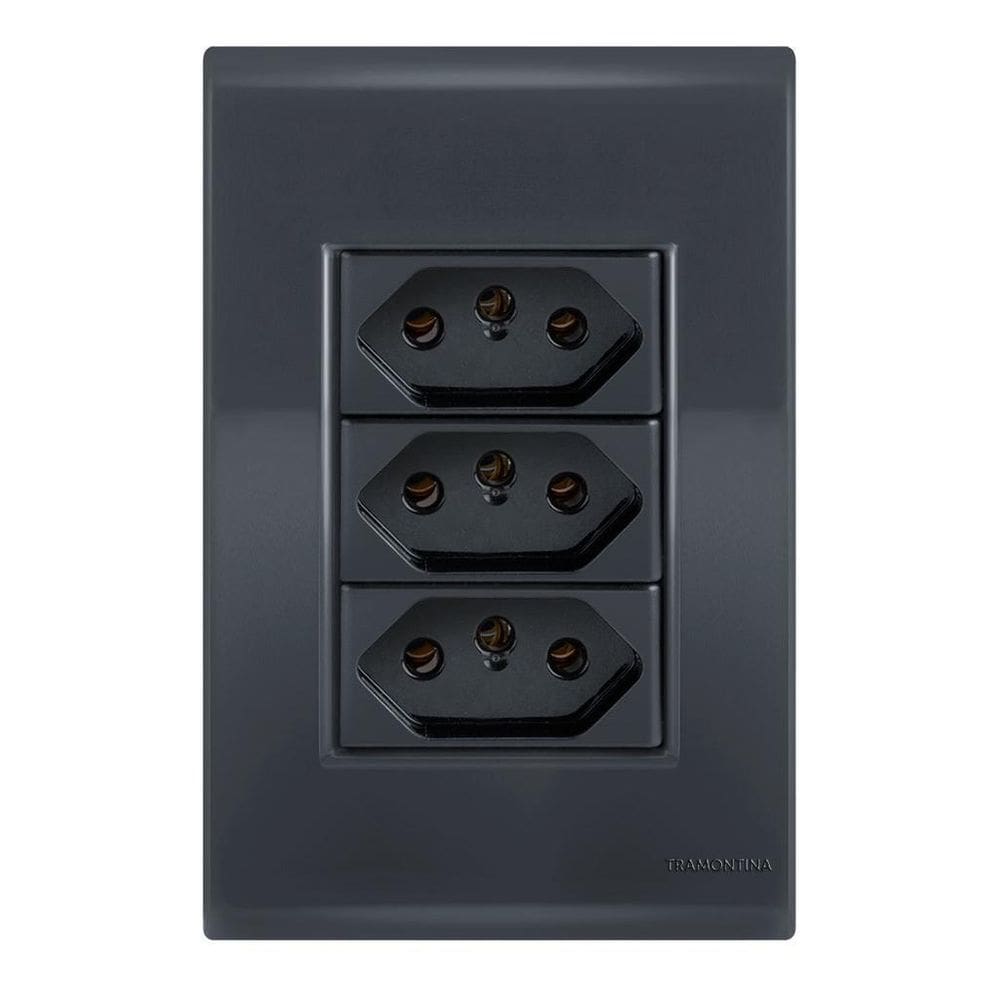 Conjunto 3 Tomadas 20A - Tramontina Liz Grafite - Tlg010