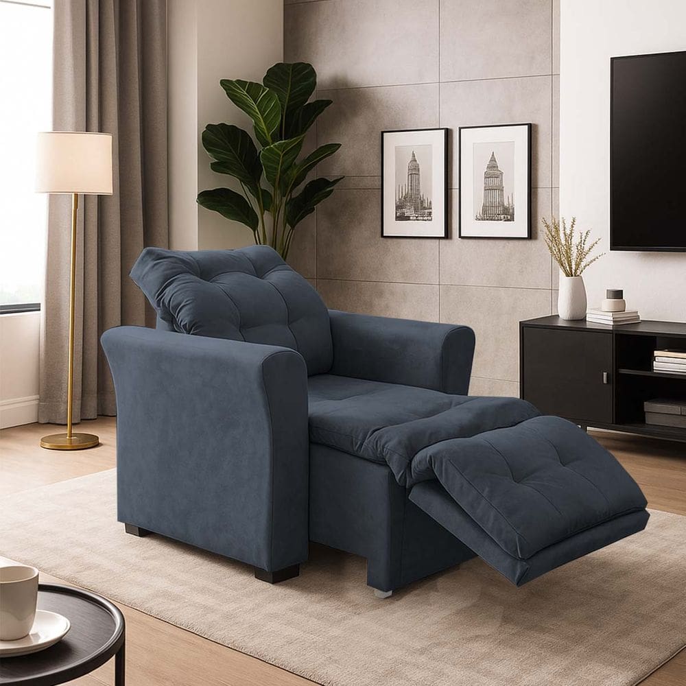 Poltrona Cadeira Papai Mamãe Idoso Reclinável E Retrátil Bellagio Cinza