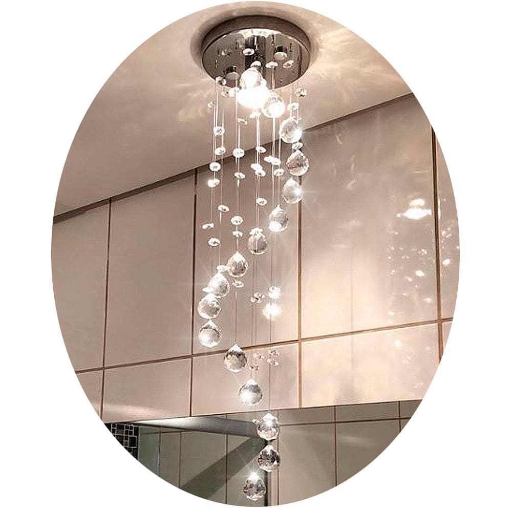 Lustre de cristal verdadeiro redondo em espiral 60 cm ILUSTRE CRISTAIS