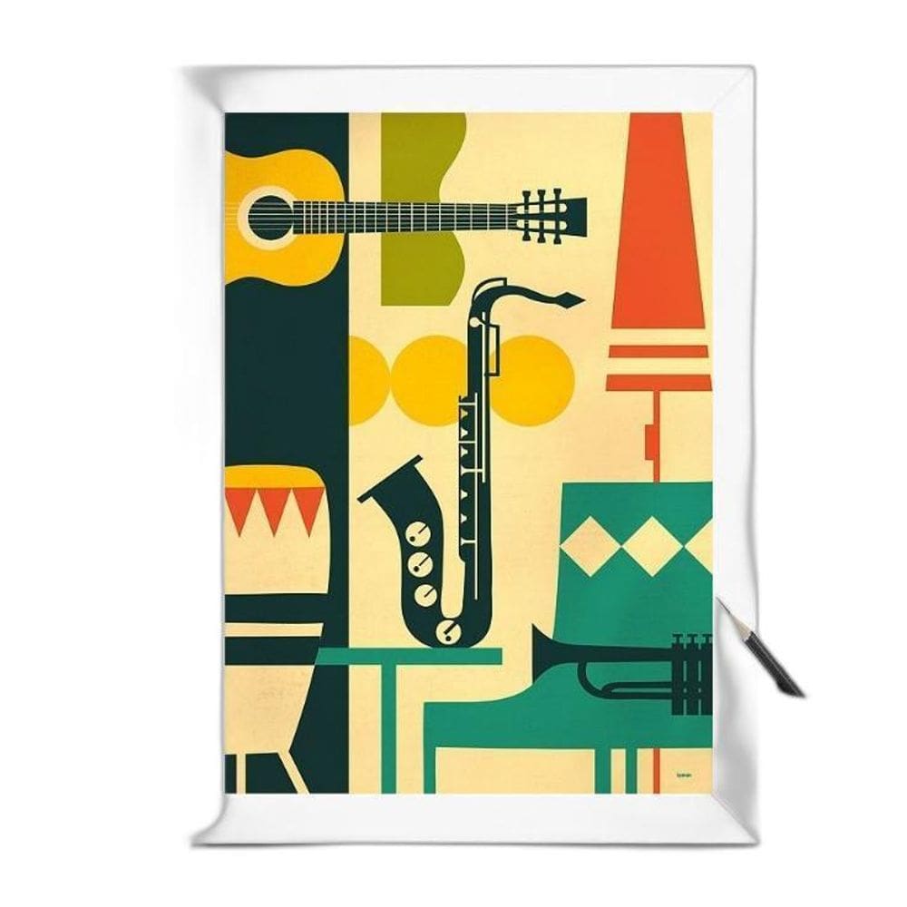 Quadro Instrumentos Musicais 33x24cm - Moldura Branca