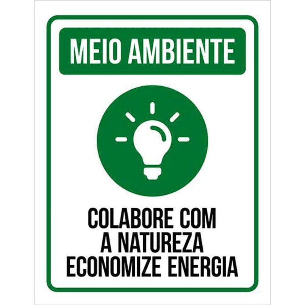 Kit 3 Placas Meio Ambiente Colabore Natureza Energia