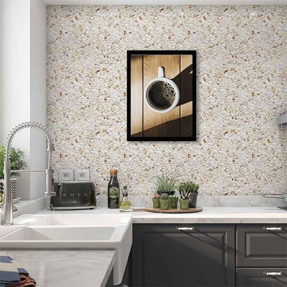 Quadro Decorativo Fotografia Caneca De Café 34x23Cm