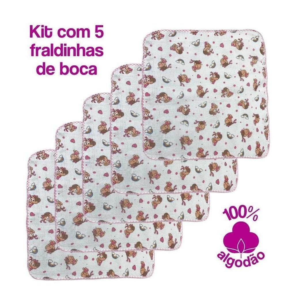 Kit 5 Fraldinha De Boca Bebê Turma Da Mônica Crochê Feminino