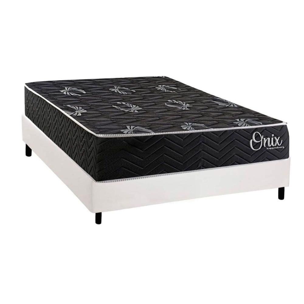 Cama Box NOVO + Colchão Anatômico Kappesberg D28 Onix + Base CRC Corano White