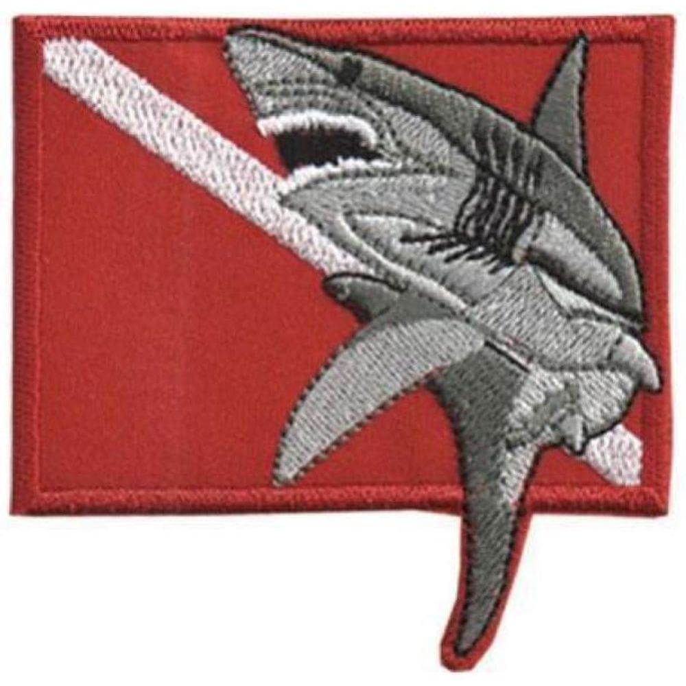 Patch Bordado Bandeira De Mergulho Tubarões Fecho De Contato