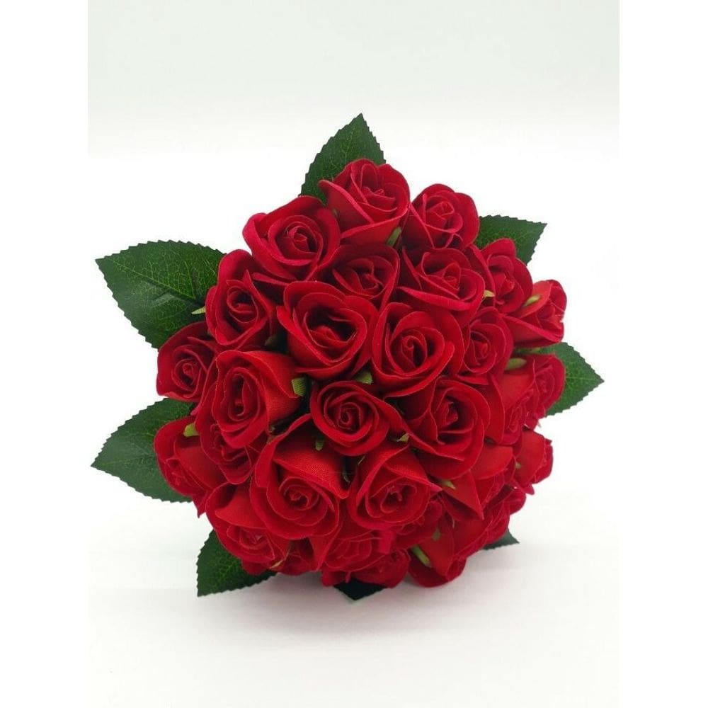 Buquê De Noiva Rústico 30 Mini Rosas Vermelhas