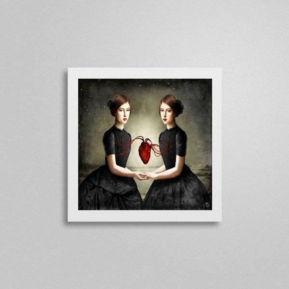 Quadro Surrealista Irmãs Gêmeas 20X20Cm