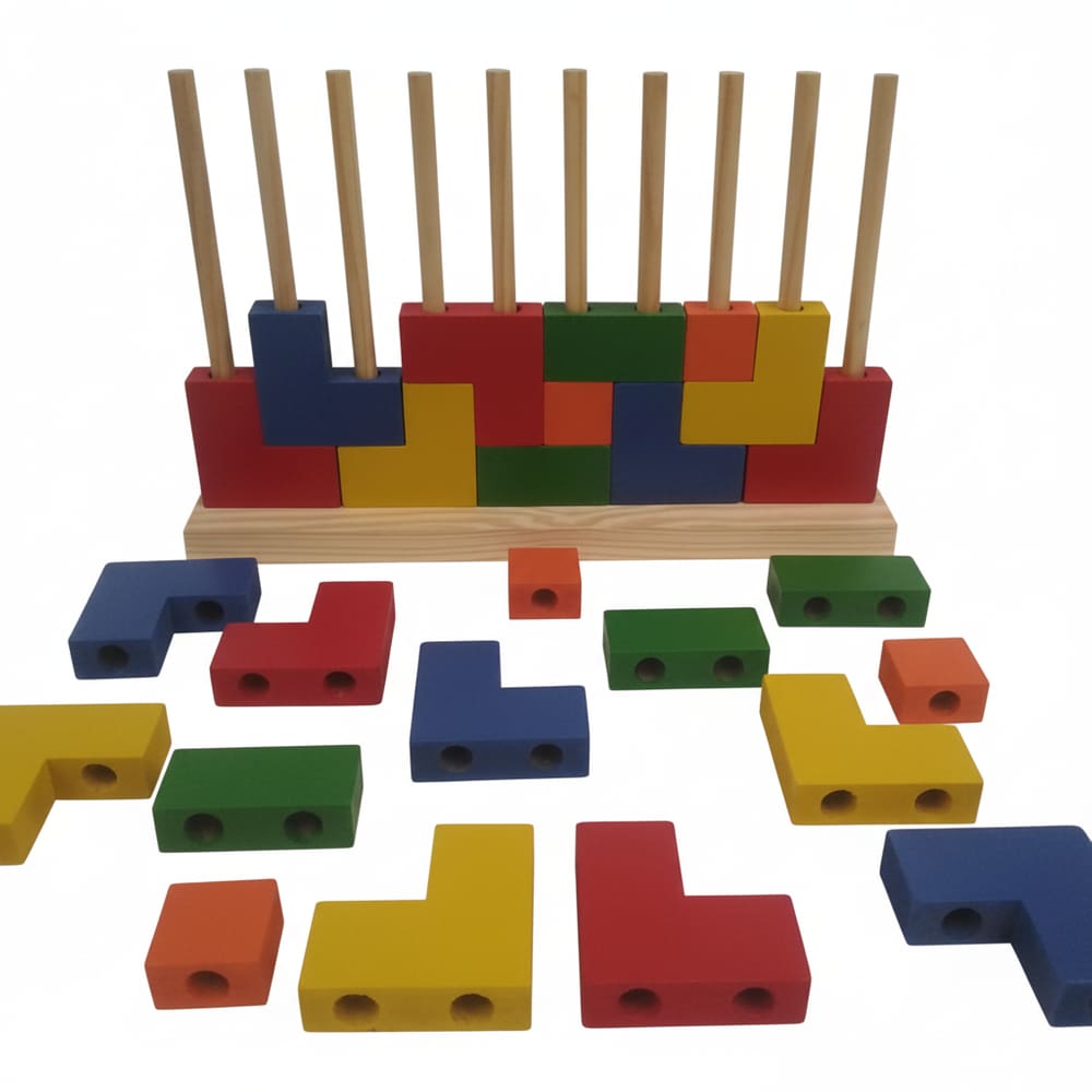 Blocos de Montar Multicoloridos em Madeira Educativos