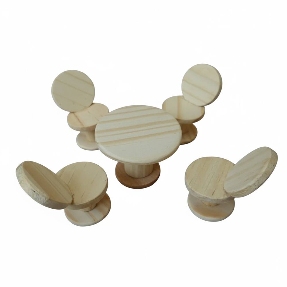 Miniatura de Mesa Redonda com Cadeiras Conjunto Decorativo