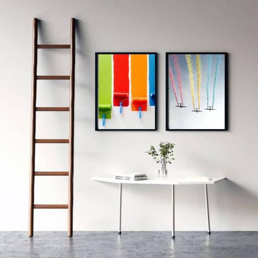 Kit 02 Quadros Decorativos Cores Da Vida 45x34Cm