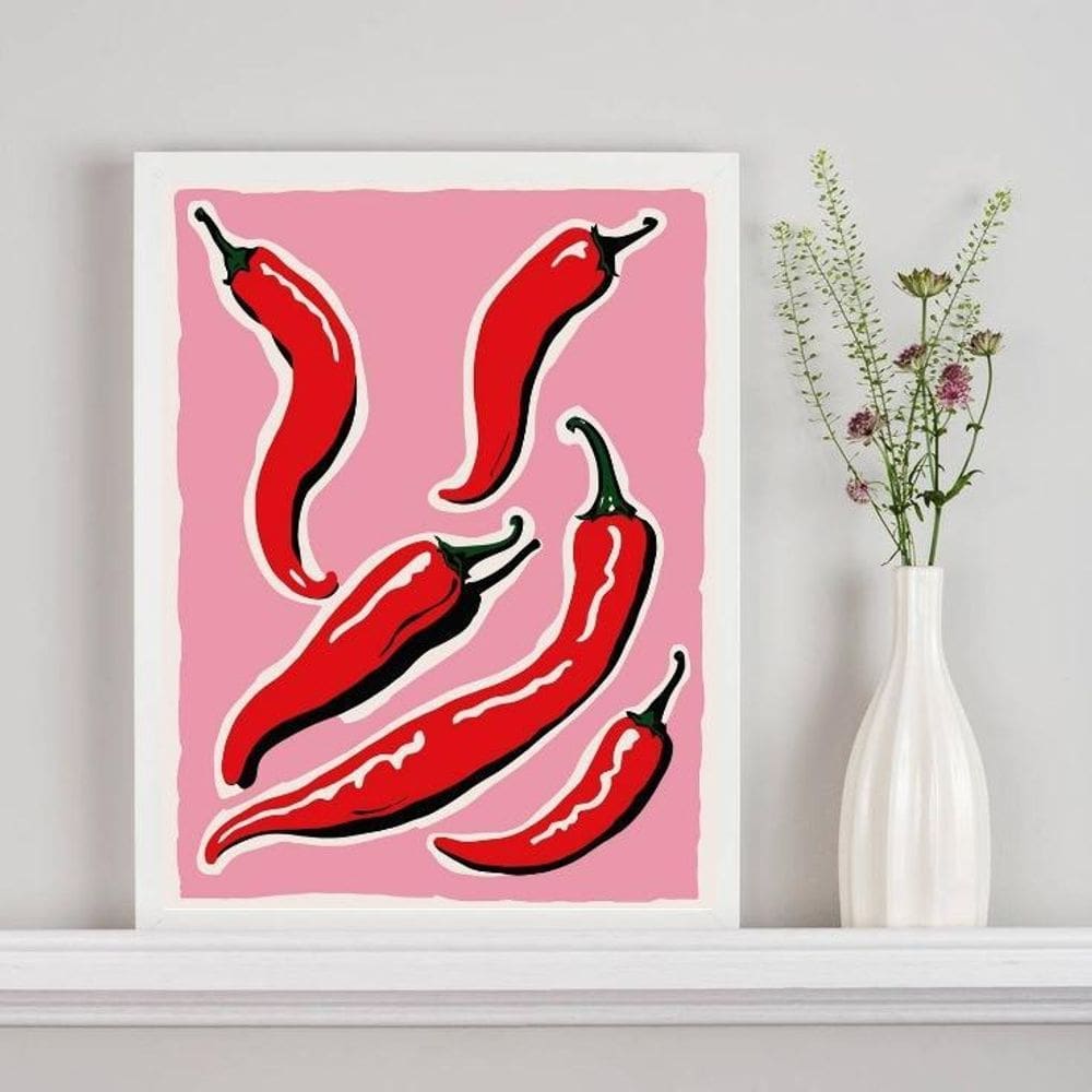 Quadro Decorativo Para Cozinha Pimentas 24X18Cm