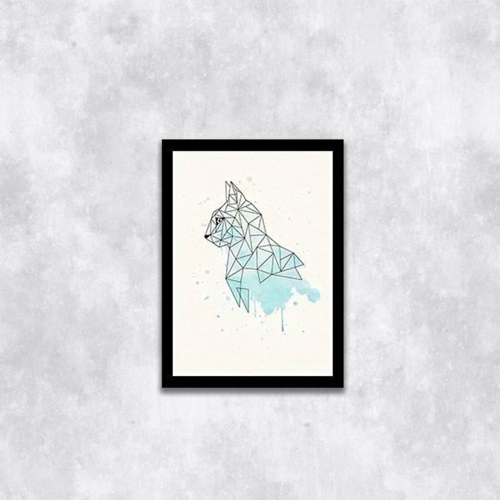 Quadro Gato Geométrico 24X18Cm