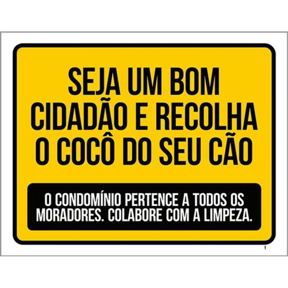 Kit 3 Placas Seja Um Bom Cidadão Recolha Cocô Cão 36X46