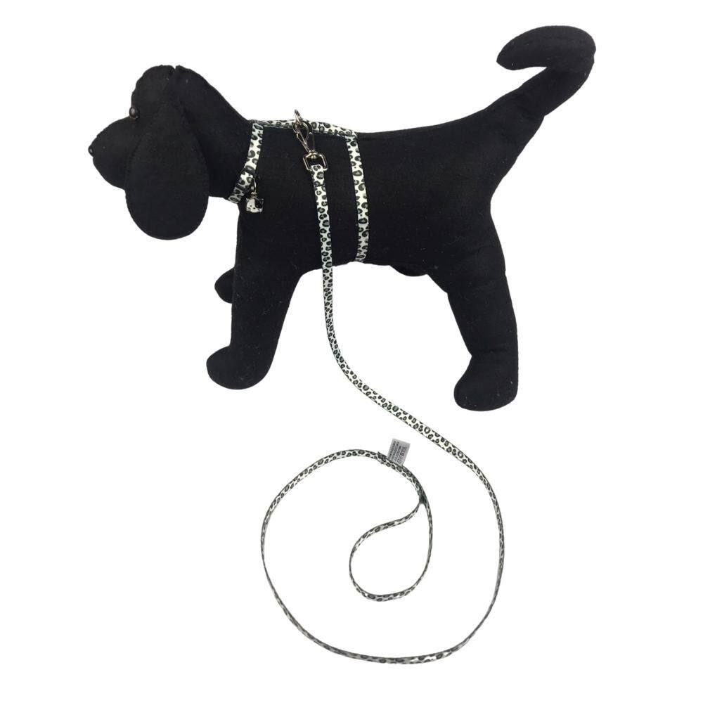 Coleira E Guia De Passeio Para Gato Até 20kg Oncinha Branco