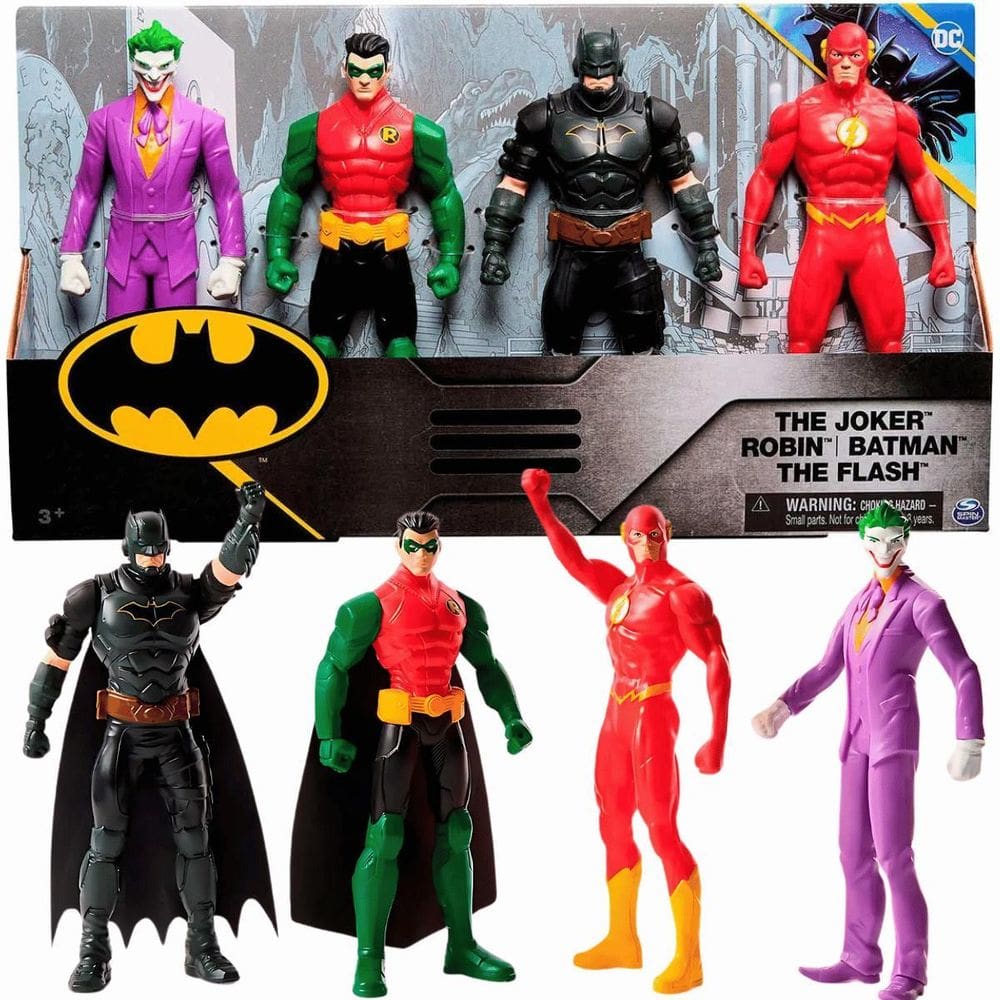 Bonecos 4 Figuras Coringa, Robin, Batman E Flash 15Cm Sunny