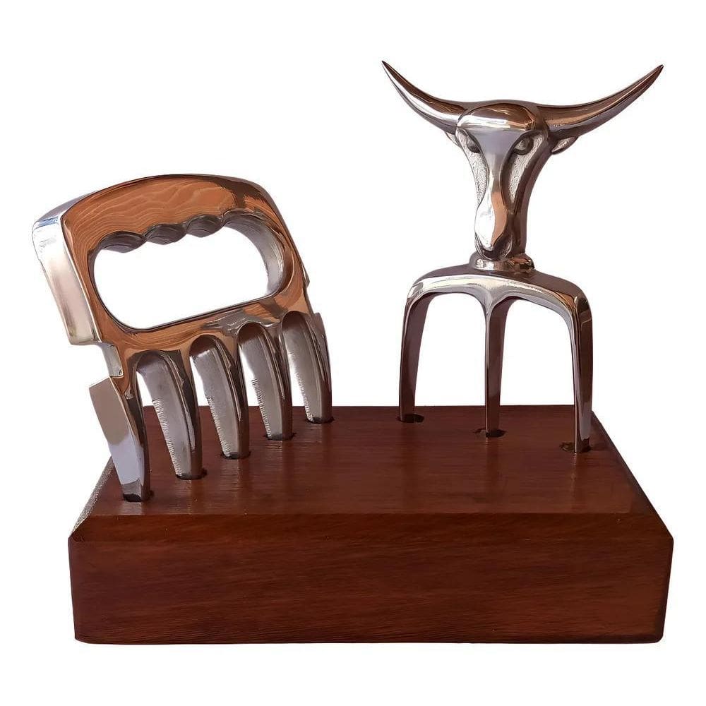 Kit Garra De Urso + Garfo Tridente Com Suporte