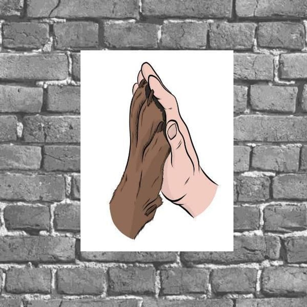 Placa Decorativa Mão E Pata 18X27Cm