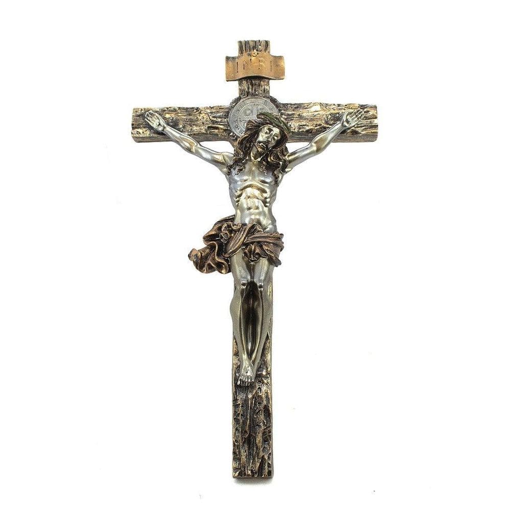 Crucifixo De Parede Importado Resina 35 Cm