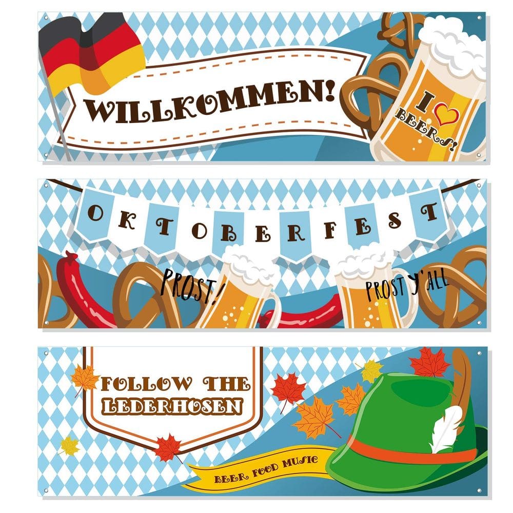 Banner Oktoberfest Sign Party, decoração de fundo de festa, 3 unidades