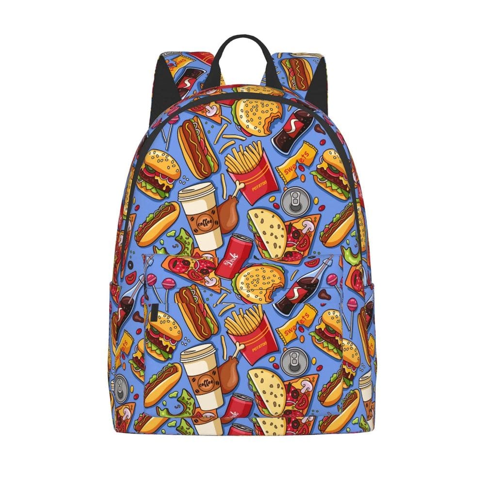 Mochila FeHueW Fast Food Hamburger Pizza Cola 16 polegadas