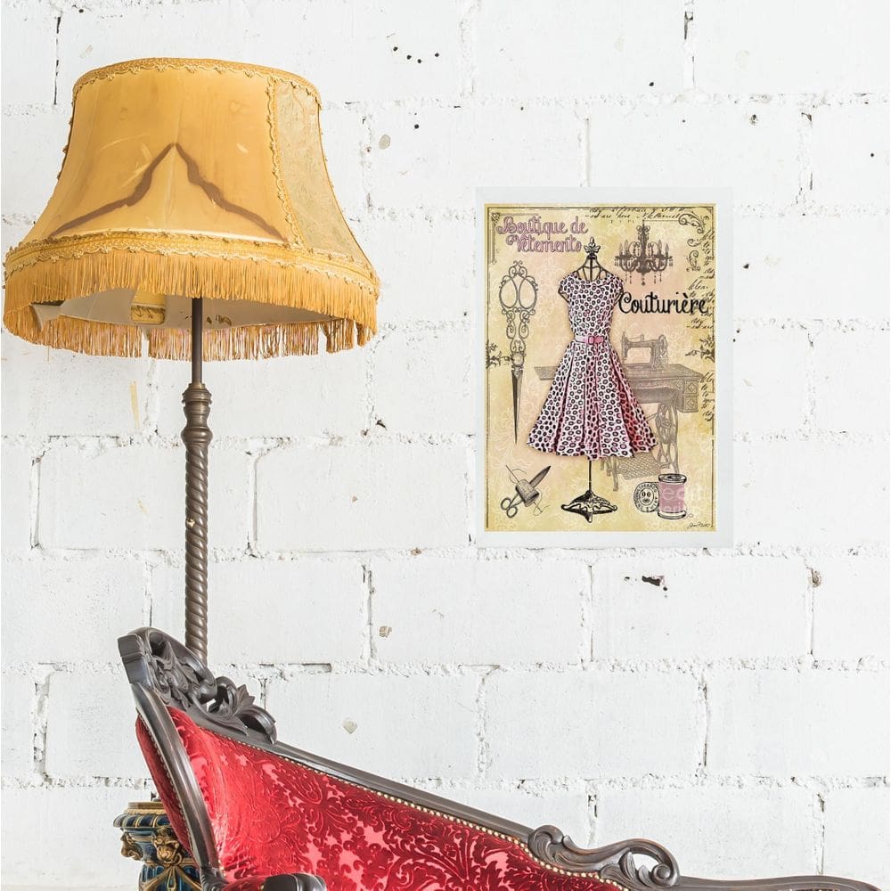 Quadro Vintage Moda Vestido Manequim 33X24Cm