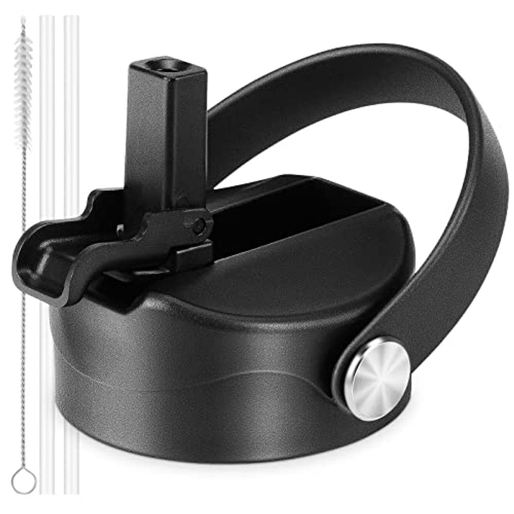 Tapa con popote QIMUKKX para botella de boca ancha Hydro Flask negra
