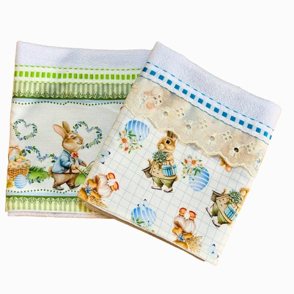 Pano De Prato Decoração Cozinha De Páscoa Premium Luxo 10Un