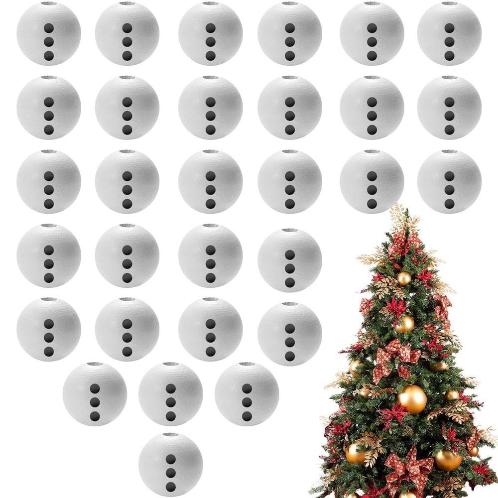 Decoração de artesanato de inverno com miçangas de madeira Shakven Christmas 20mm