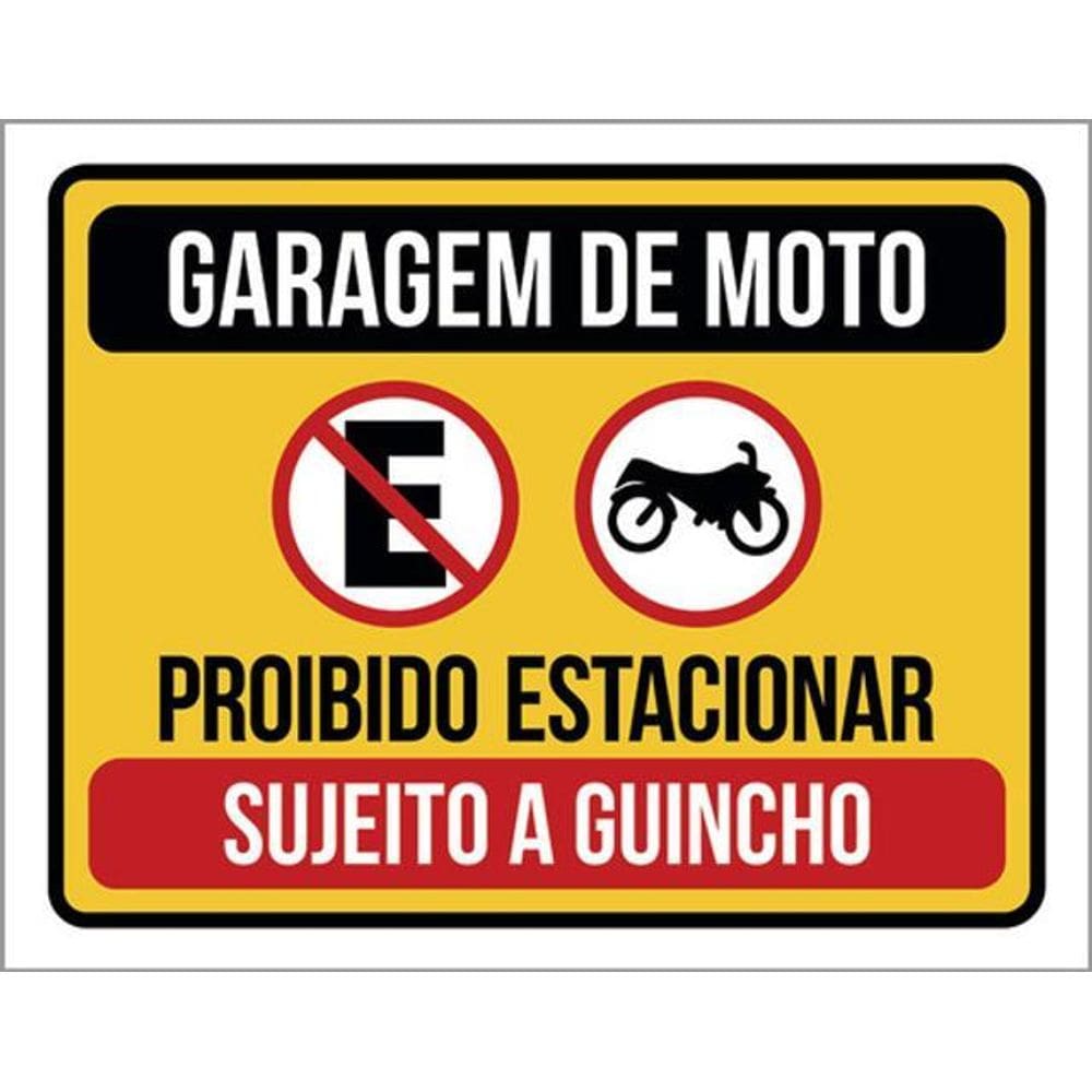 Kit 5 Placas De Garagem Moto Proibido Estacionar 36X46