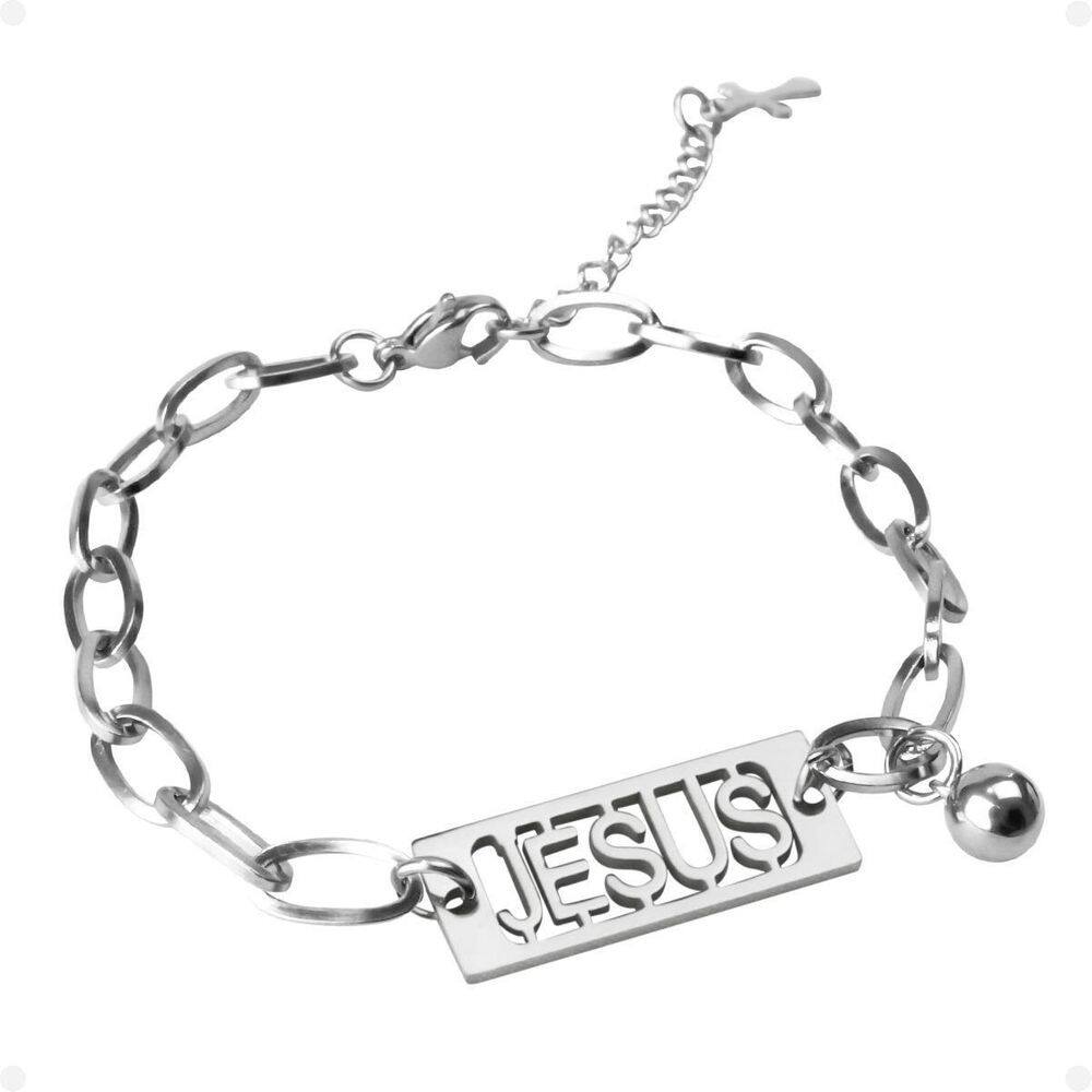 Pulseira Unissex Aço Inoxidável Placa Jesus Qualidade