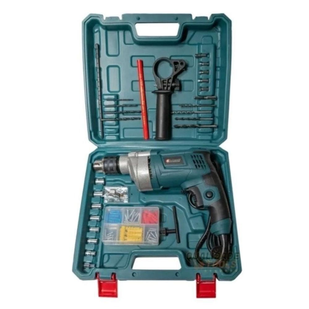 Furadeira Impacto 13Mm Kit Acessórios 28Pcs + Maleta Hongda