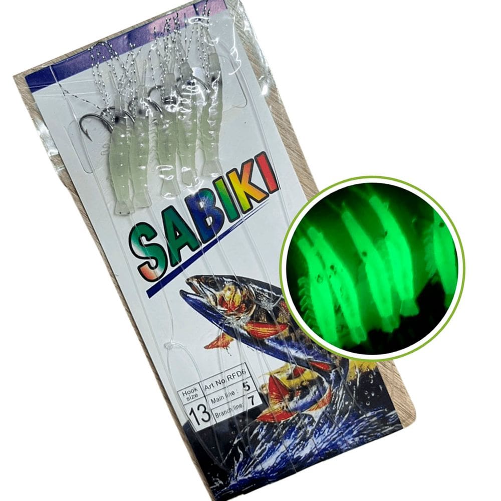 Isca Pesca Artificial Sabiki 5 Camarao Fluorescente Peixe Lambari Robalo Siri Pescaria Mar Açude Rio Lago